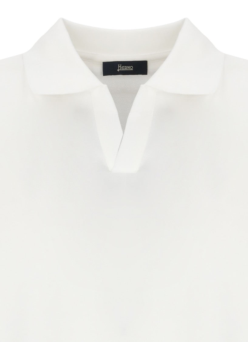Herno White Crewneck Cotton Polo Shirt