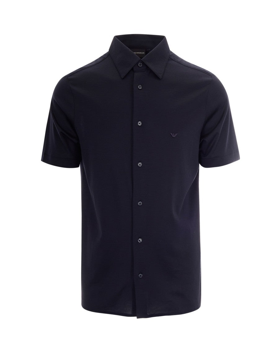 Emporio Armani Slim-Fit Short-Sleeve Shirt With Classic Collar And Discreet Logo