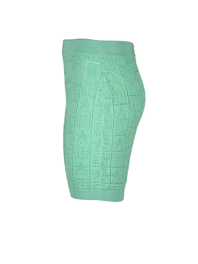 Balmain Textured Geometric Pattern Mini Skirt With Gold Zipper