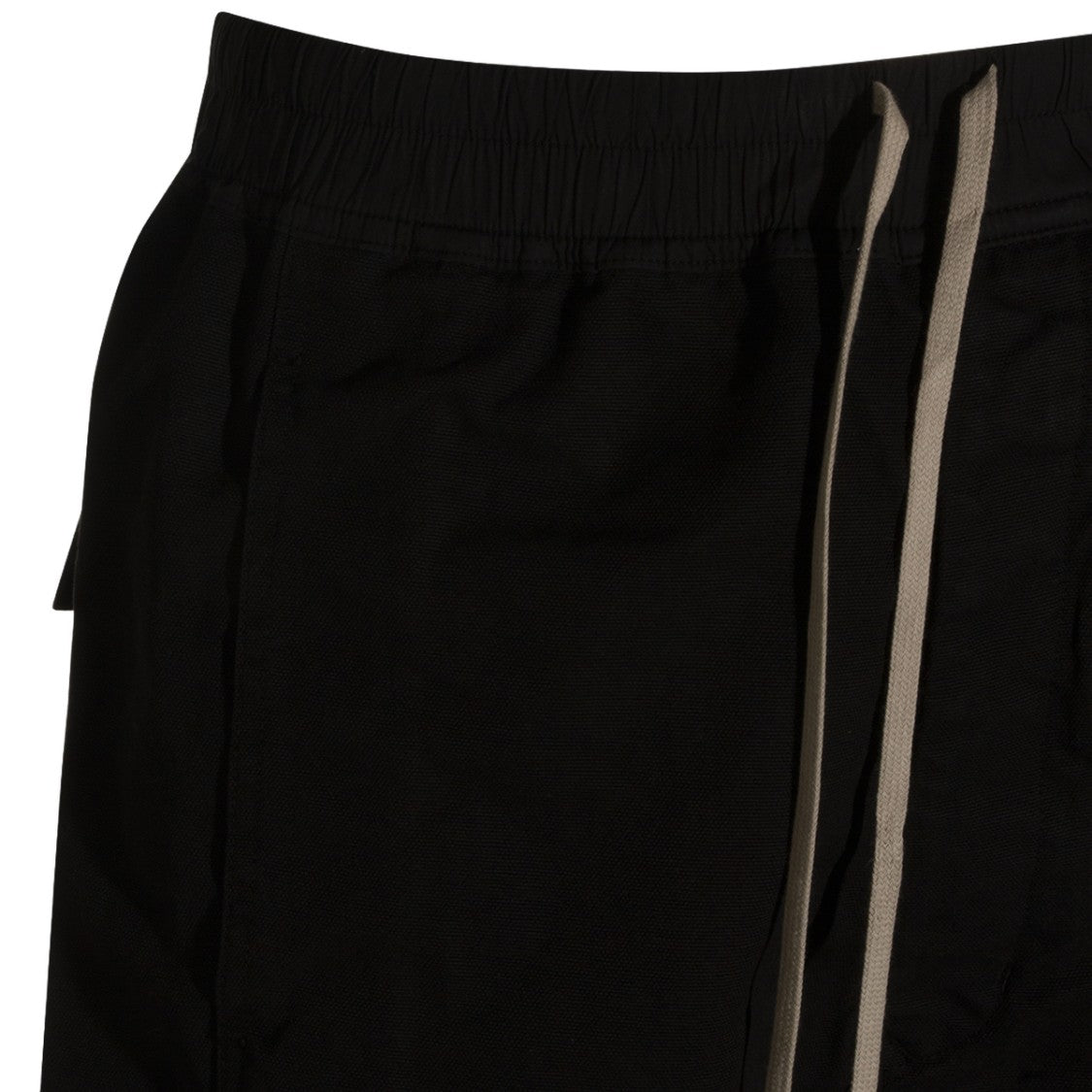 Drkshdw By Rick Owens Relaxed-Fit Black Shorts With Beige Drawstrings