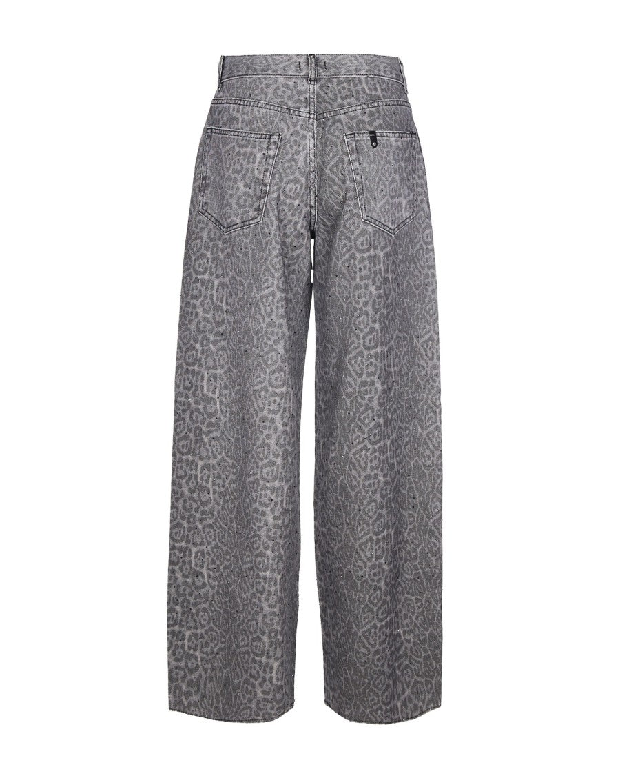 Liu Jo High-Waisted Flare Pants With Grey Animal Print