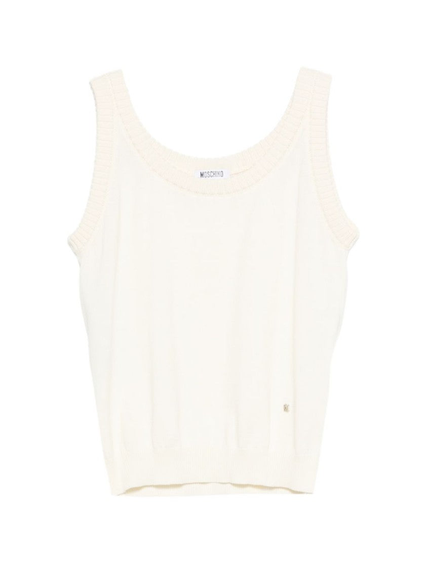 Moschino Off White Side Tie Sleeveless Top