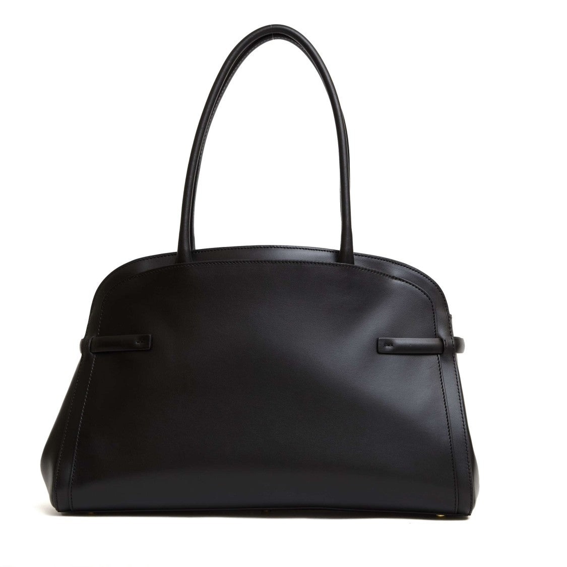 Orciani Aura Large Black Leather Handbag With Minimalist Design