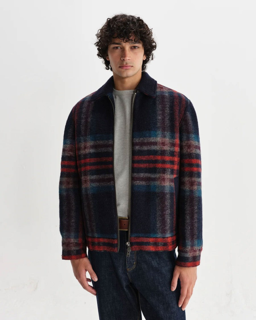 Wax London Woolen Check Heath Jacket With Navy