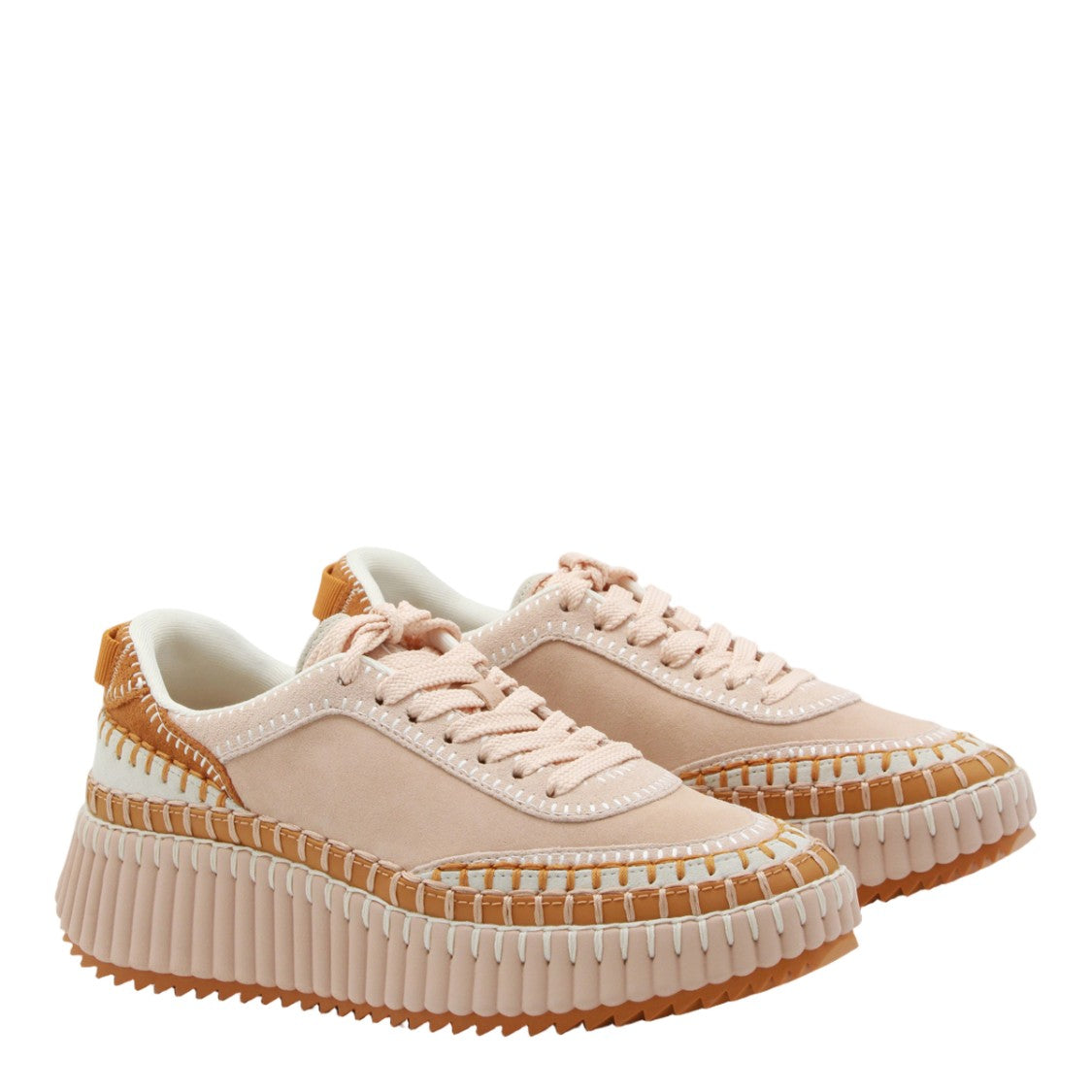 Chloé Layered Sneakers With Whipstitch Accents