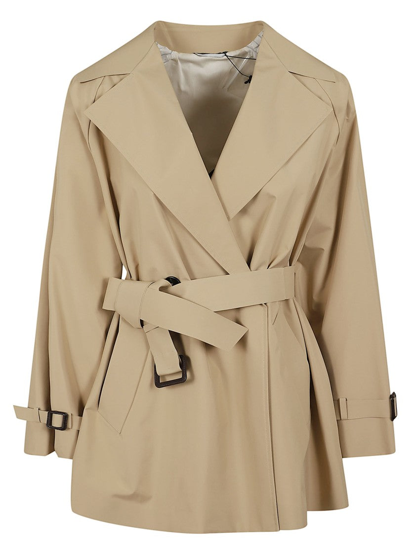 Max Mara Water-Repellent Short Trench Coat With Peak Lapels