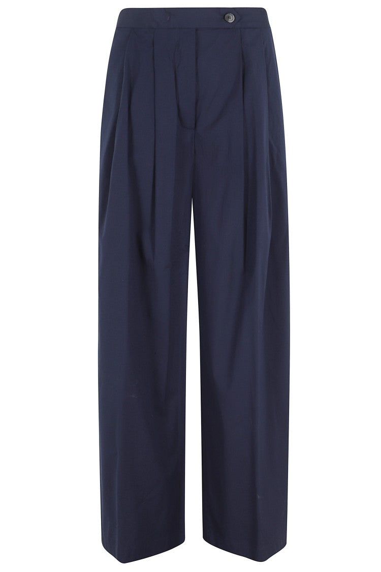 Semi Couture Blue Camelia Tapered Wide-Leg Cotton Pants