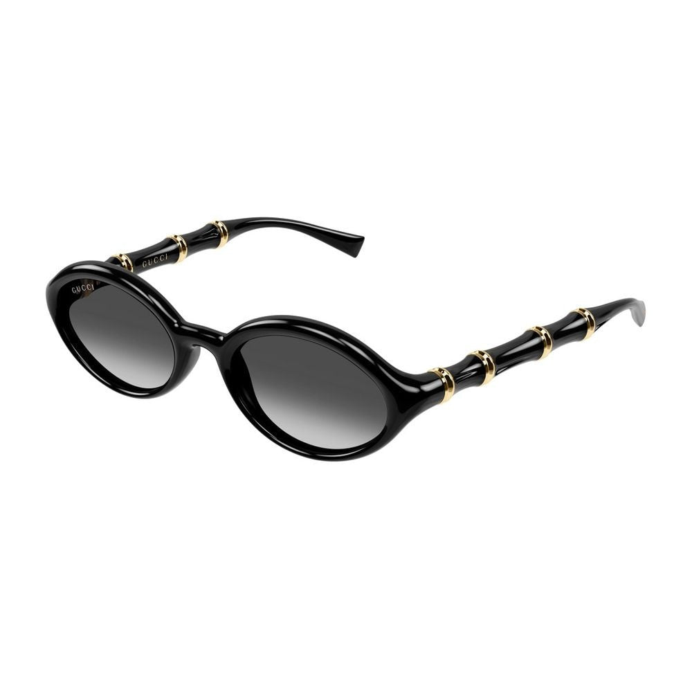 Gucci Black Gg2059s Oval Bamboo Inspired Sunglasses