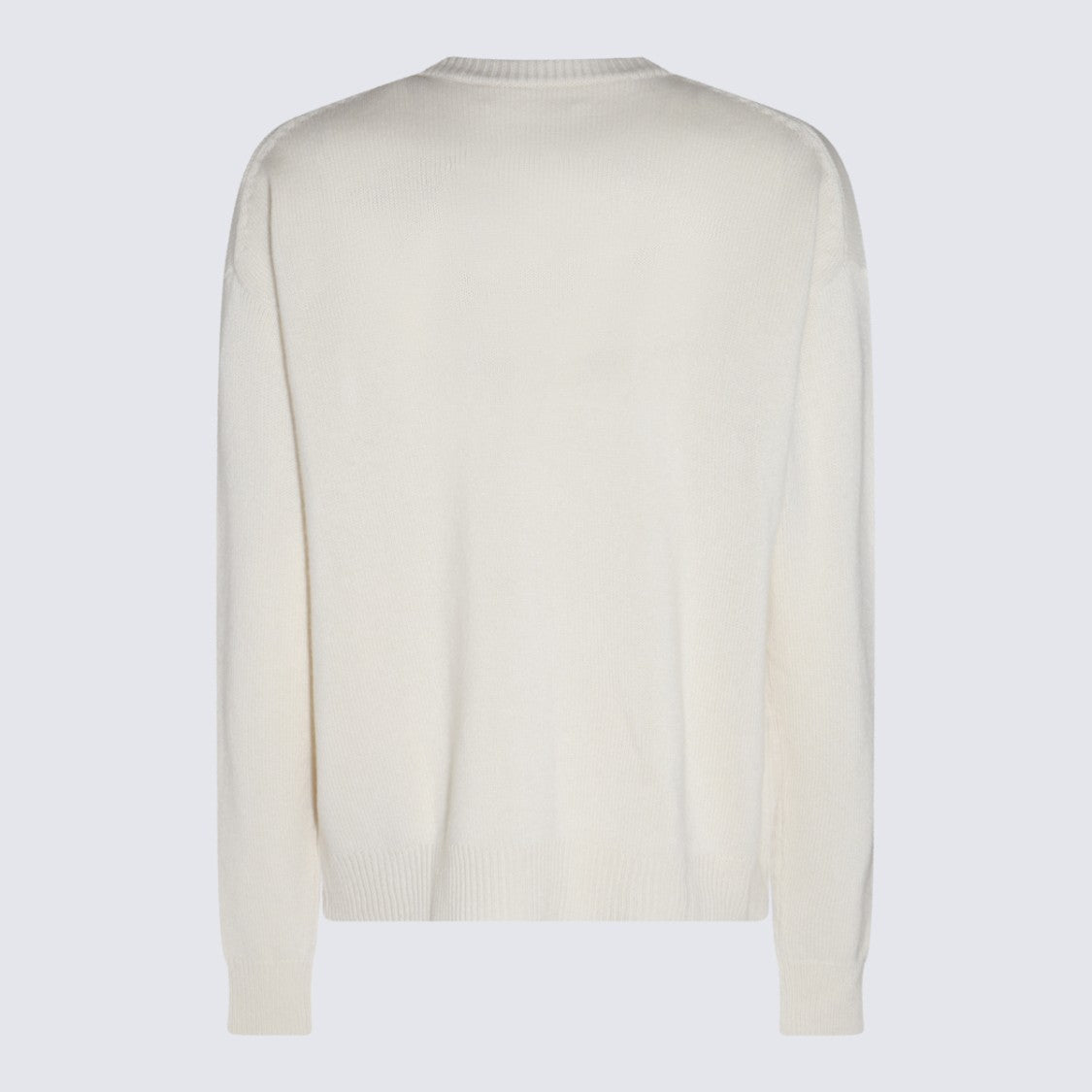 Jil Sander Minimalist White Crew Neck Sweater With Ribbed Detailing