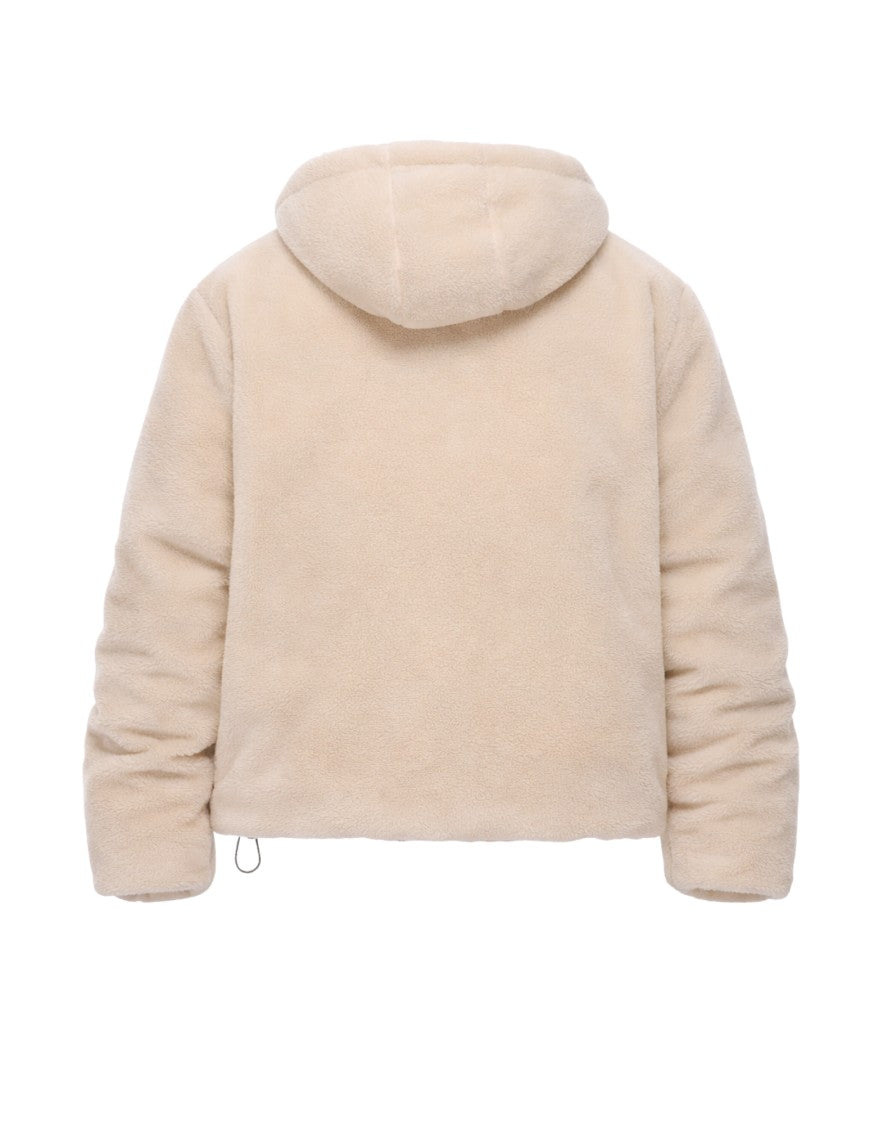 Family First Beige Teddy Bomber Jacket With Hood Zip
