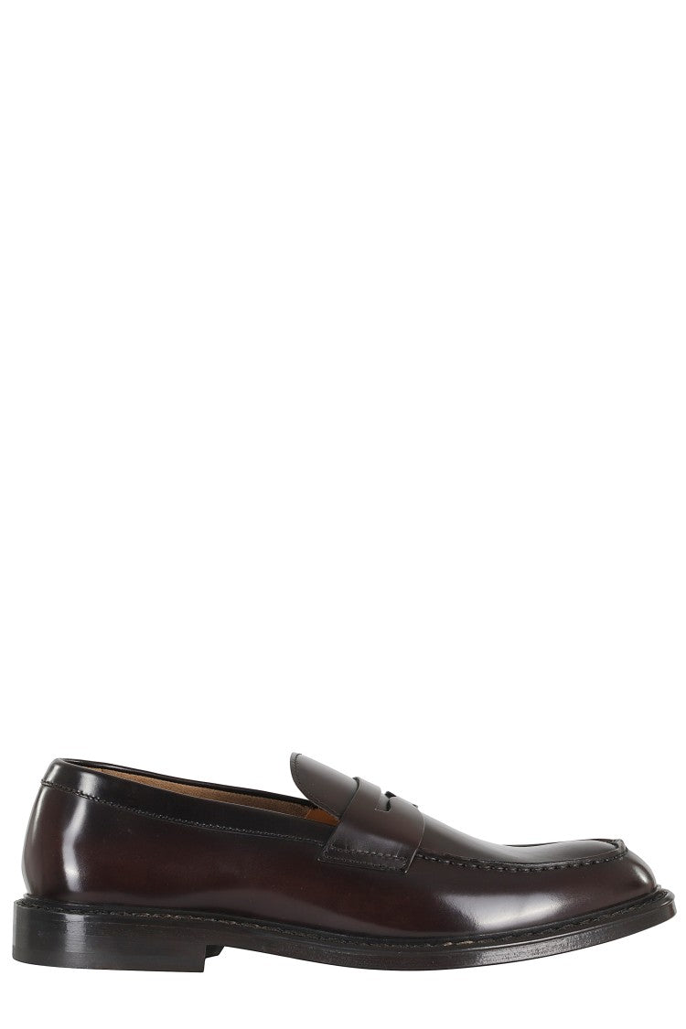 Doucal's Dark Brown Penny Leather-Sole Leather Loafers