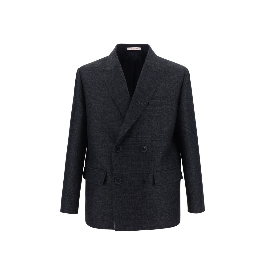 Valentino Grey Wool And Silk Double-Breasted Jacket