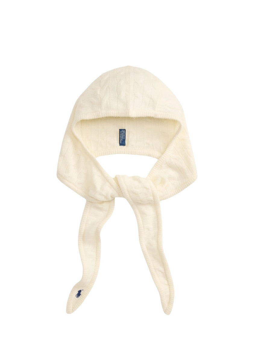 Polo Ralph Lauren White Cable-Knit Wool-Cashmere Scarf