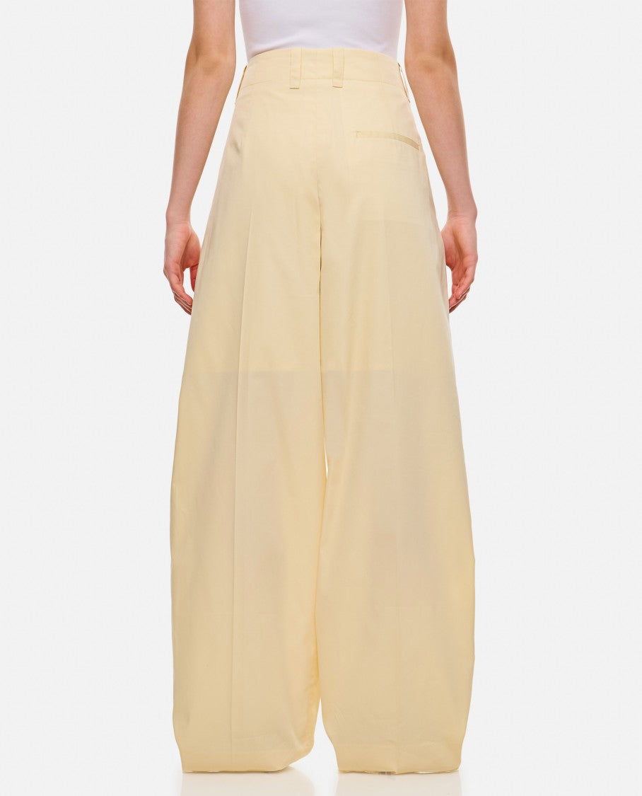 Bottega Veneta Wide Silk And Cotton Trousers