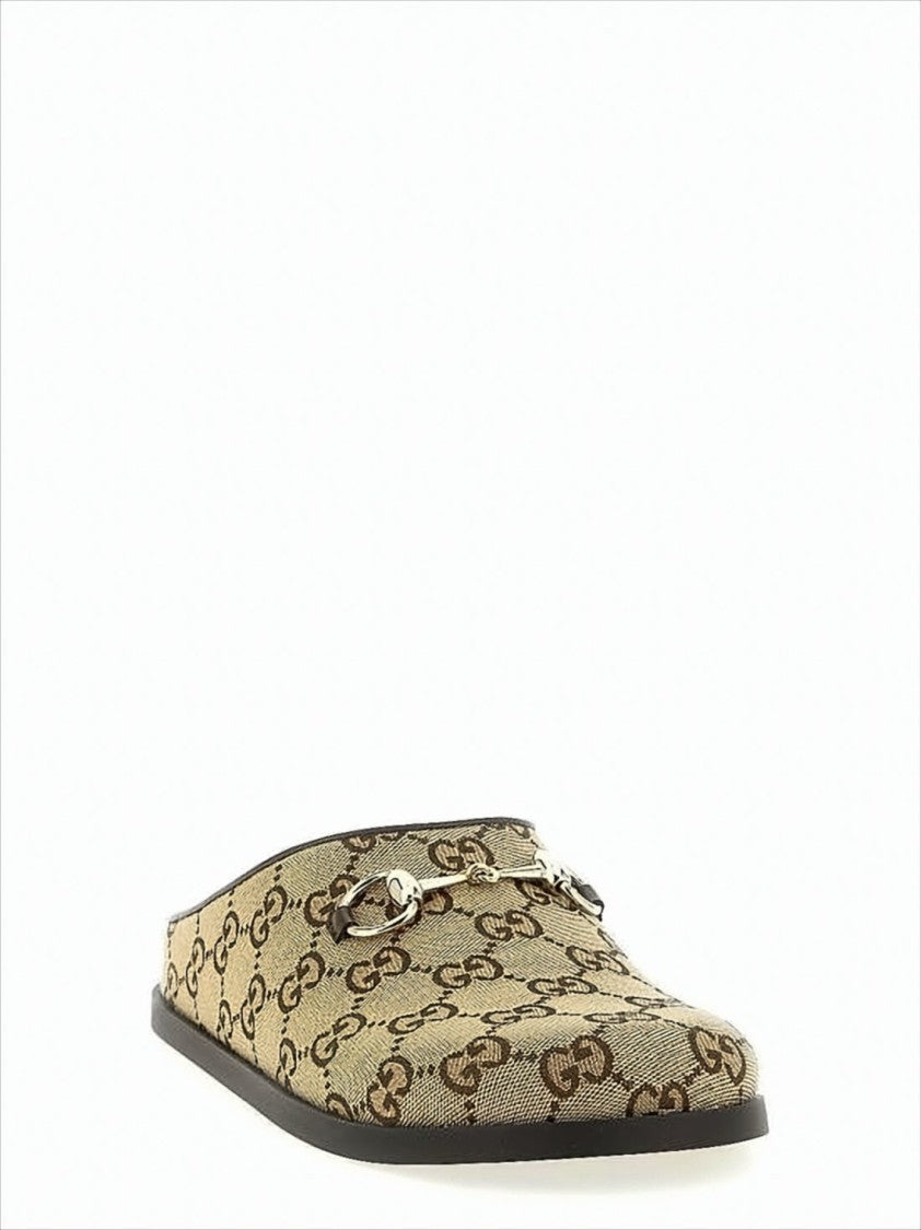 Gucci Canvas Slip-On Mules With Monogram Design
