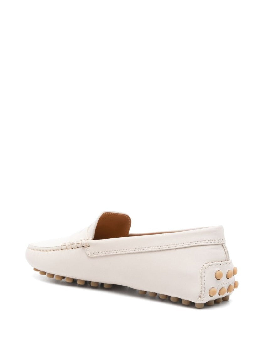 Tod's Calfskin Leather Flats With Pebbled Sole