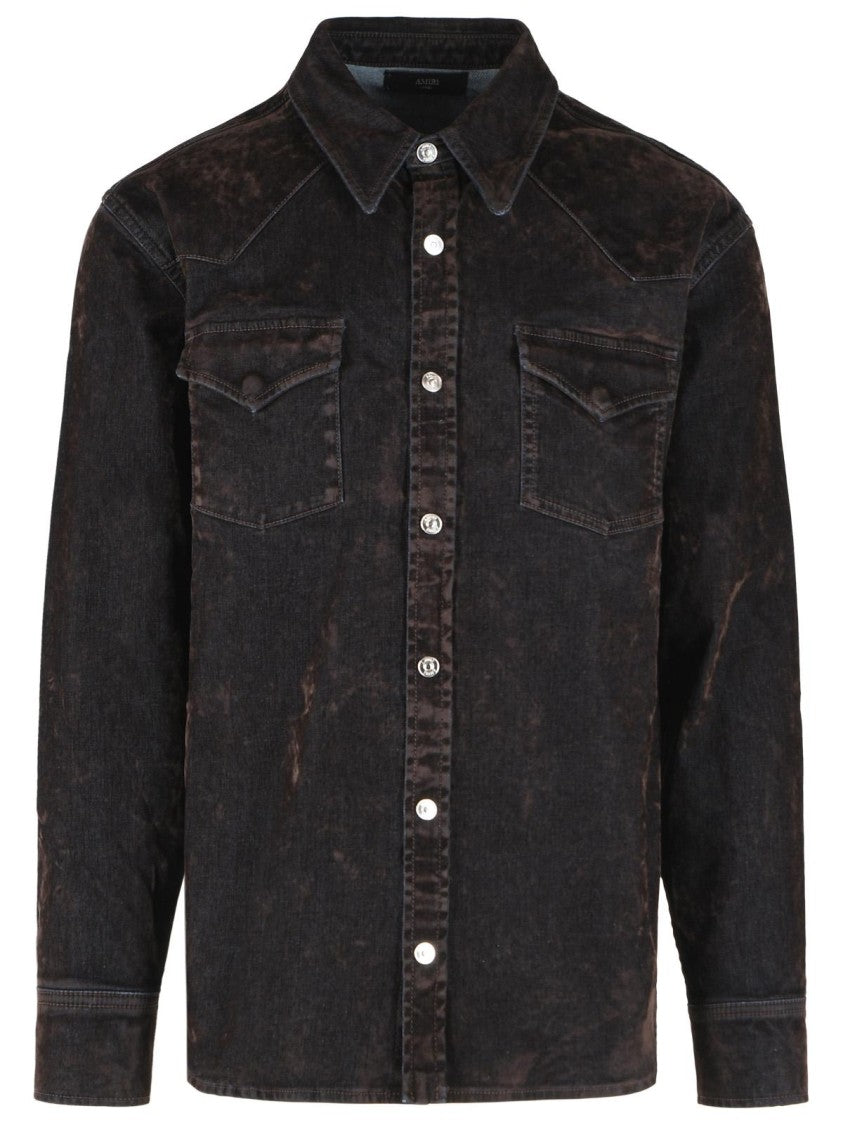 Amiri Brown Denim Flared Shirt