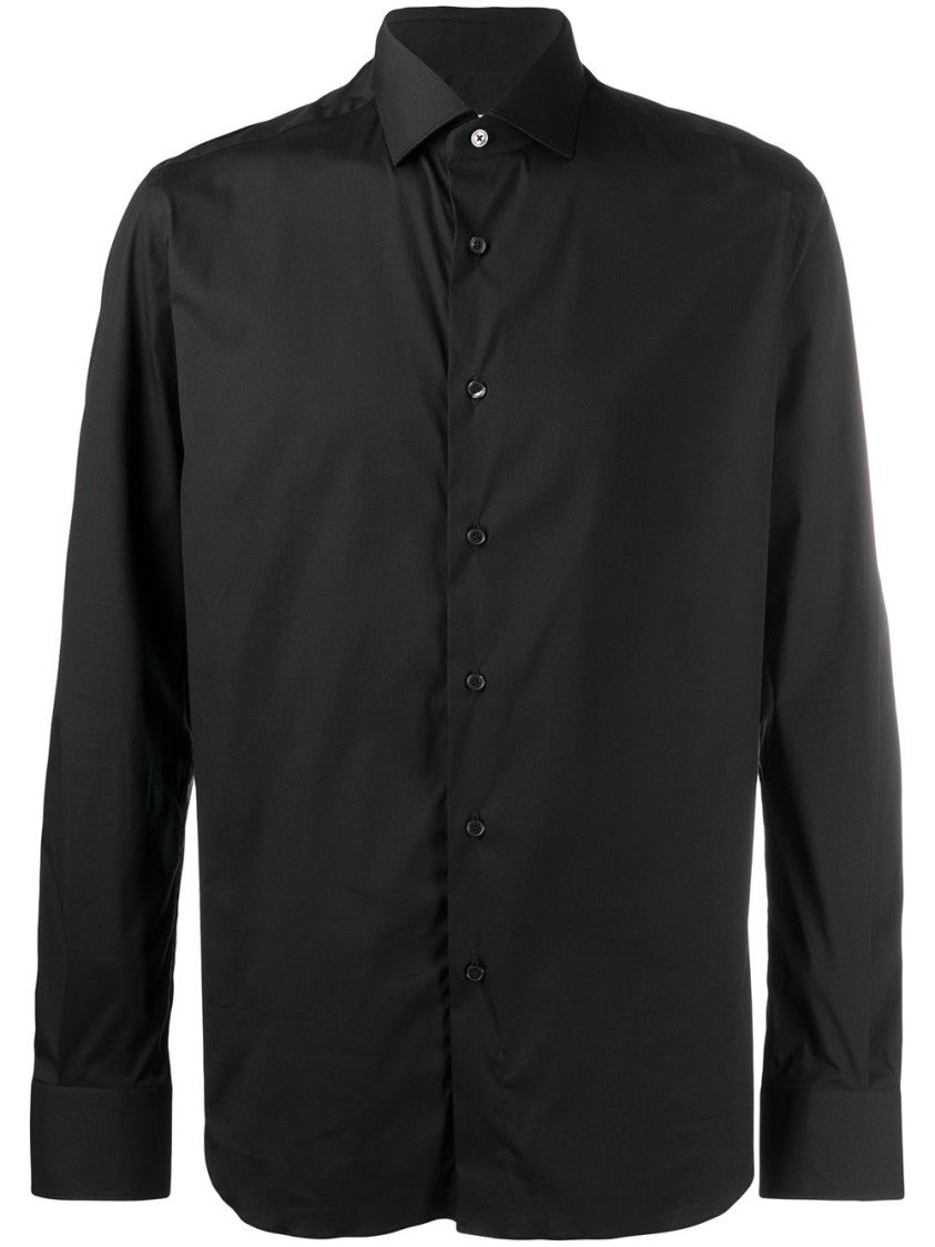 Xacus Slim-Fit Black Shirt With French Collar