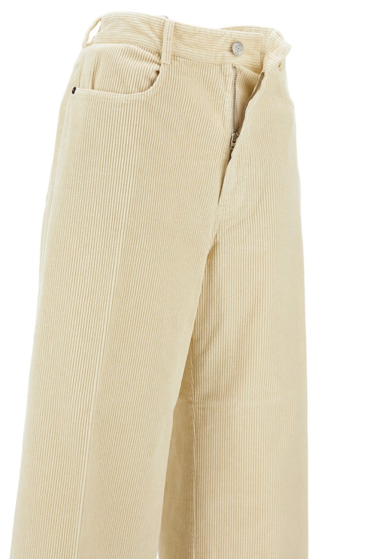 Cellar Door Ribbed Straight-Leg Trousers With Button Closure And Practical Pockets