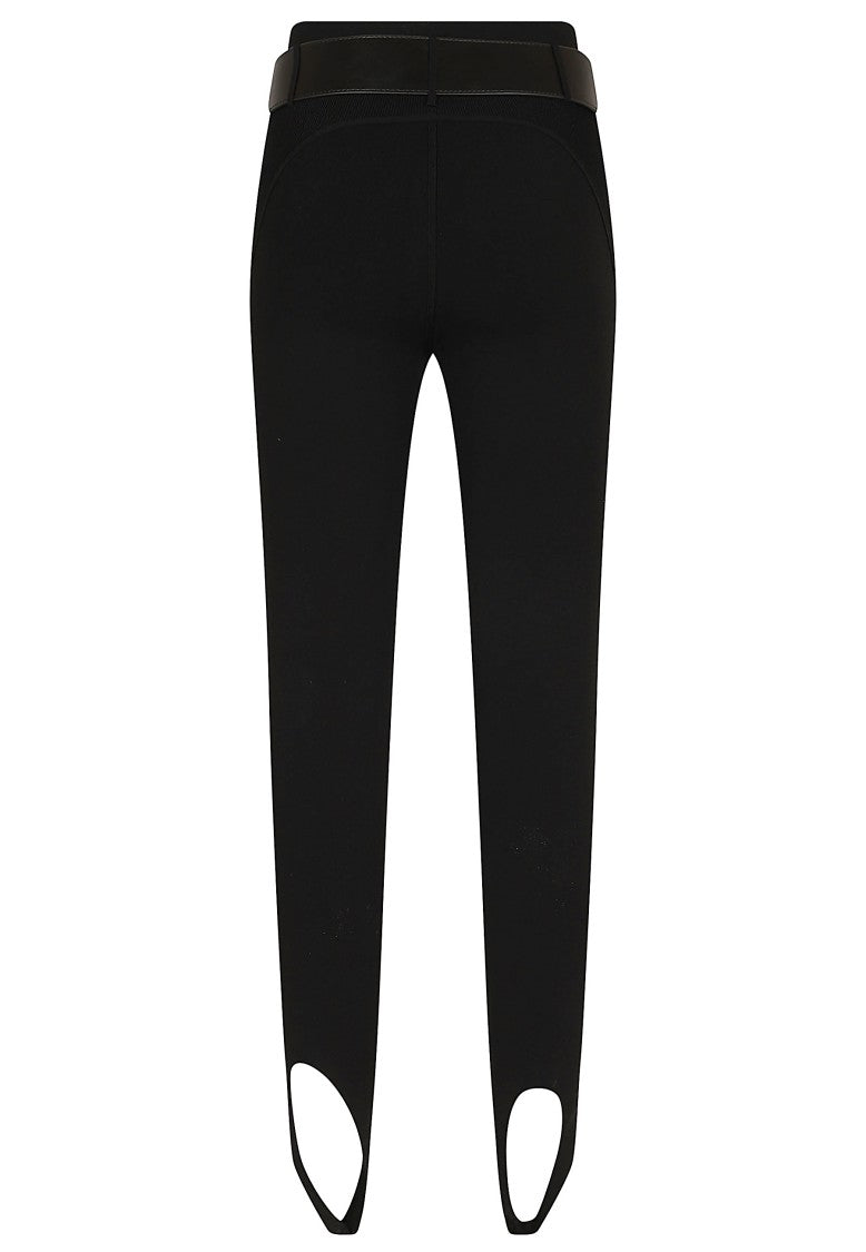 Self-Portrait High-Waisted Black Knit Stirrup Leggings