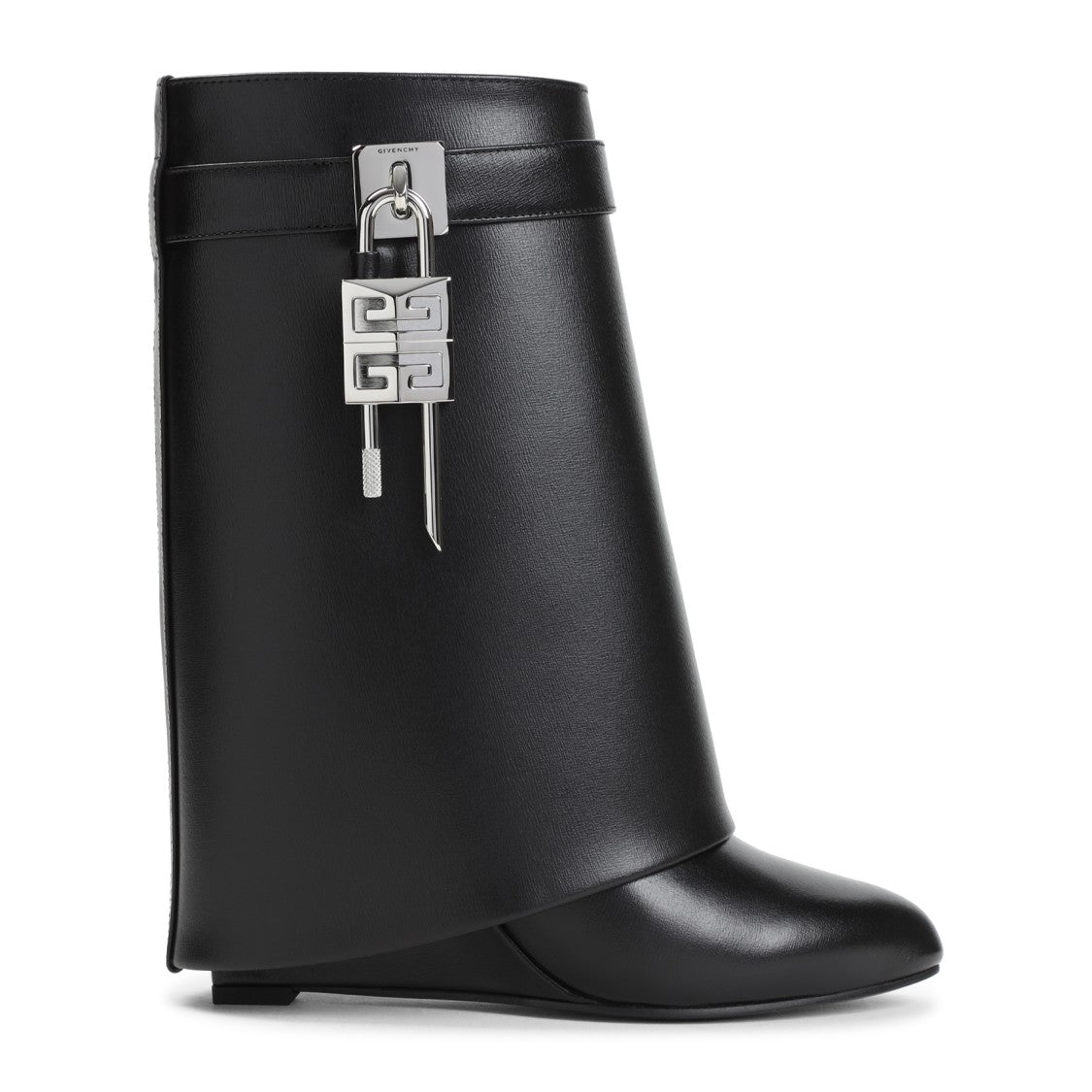 Givenchy Calf Leather Ankle Boots With Decorative Lock Detail