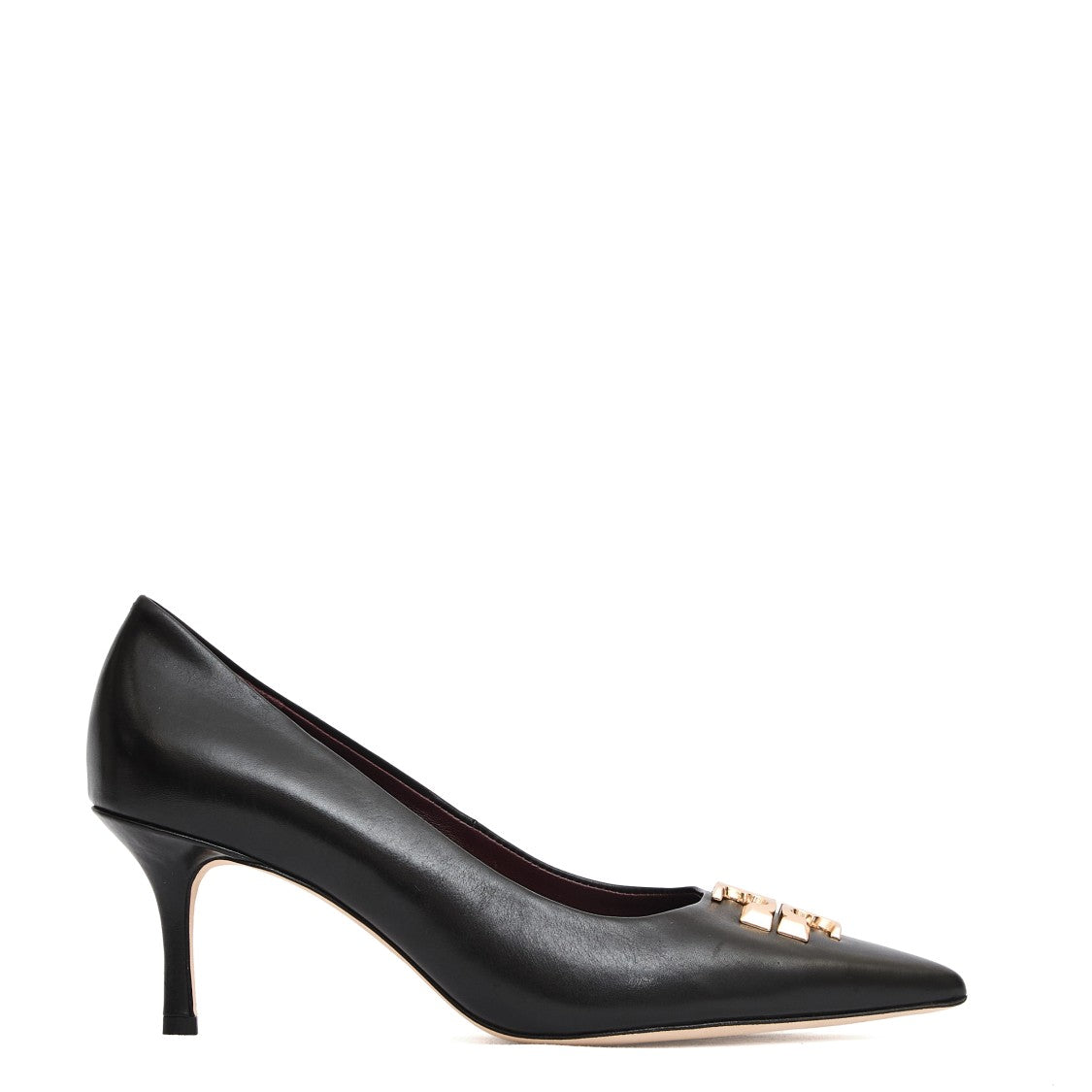 Tory Burch Black Leather Gold Buckle Eleonor Pump