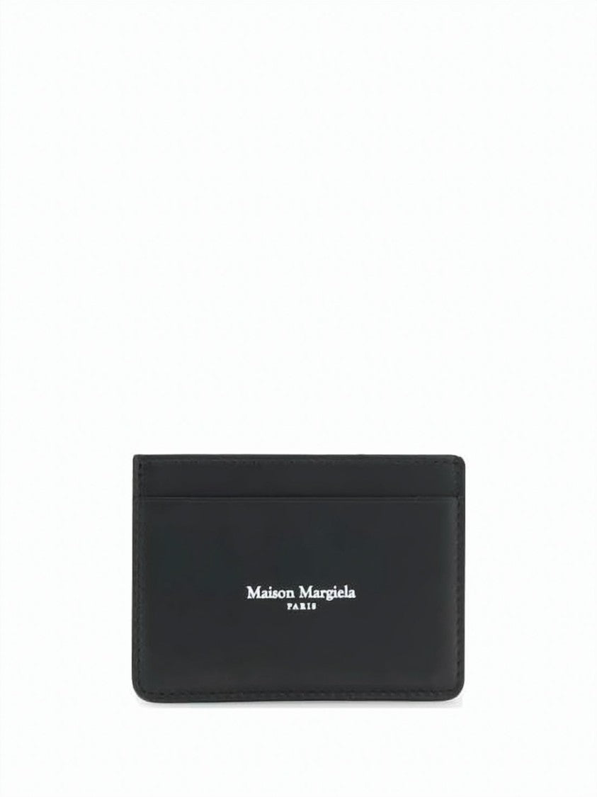 Maison Margiela Slim Leather Card Holder With Subtle Logo Print