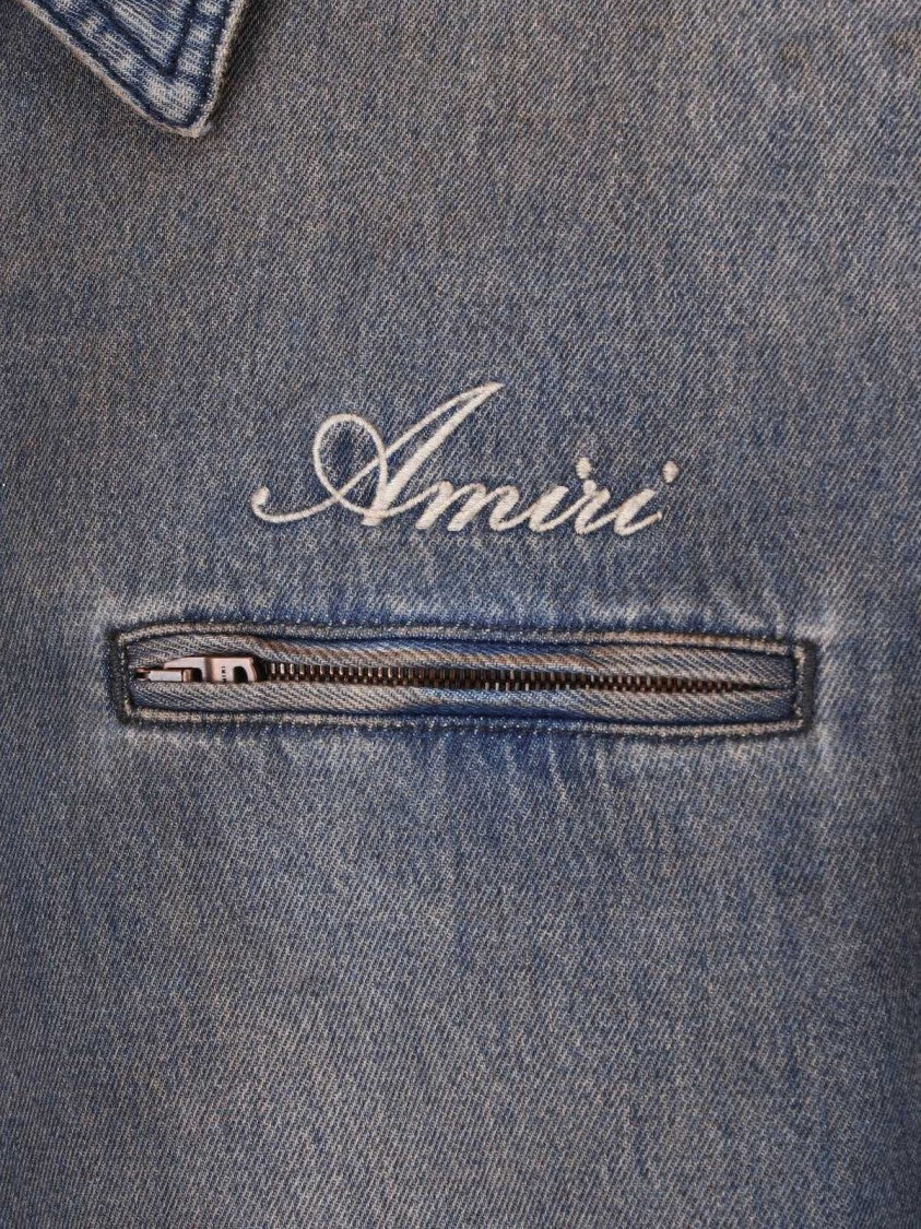 Amiri Gray Cotton Bones Denim Jacket