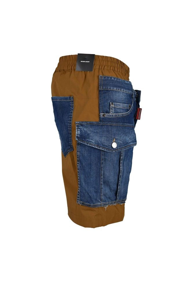 Dsquared2 Bi-Material Cargo-Style Shorts With Elastic Waistband