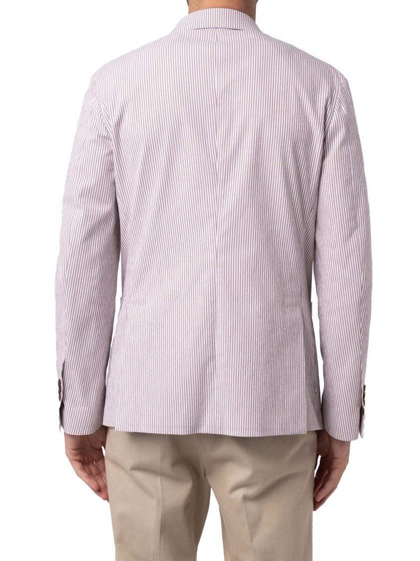 Drumohr Beige Striped Blazer With Sophisticated Fit