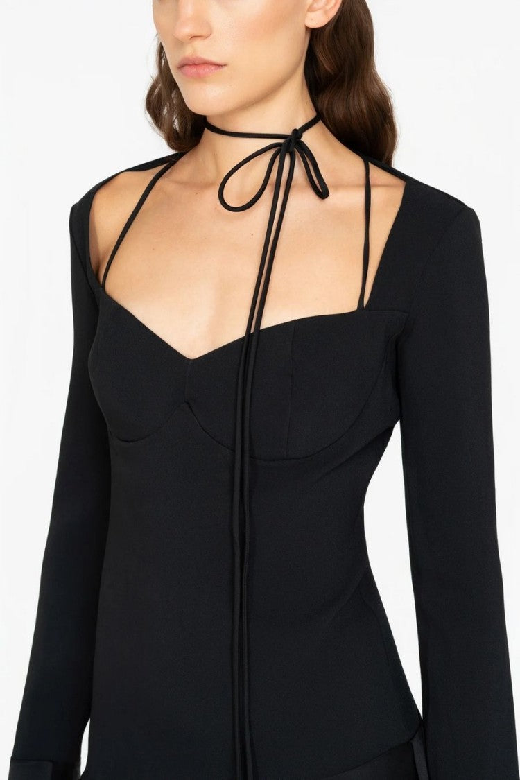 Les Filles D'eva Black Crepe Mini Dress