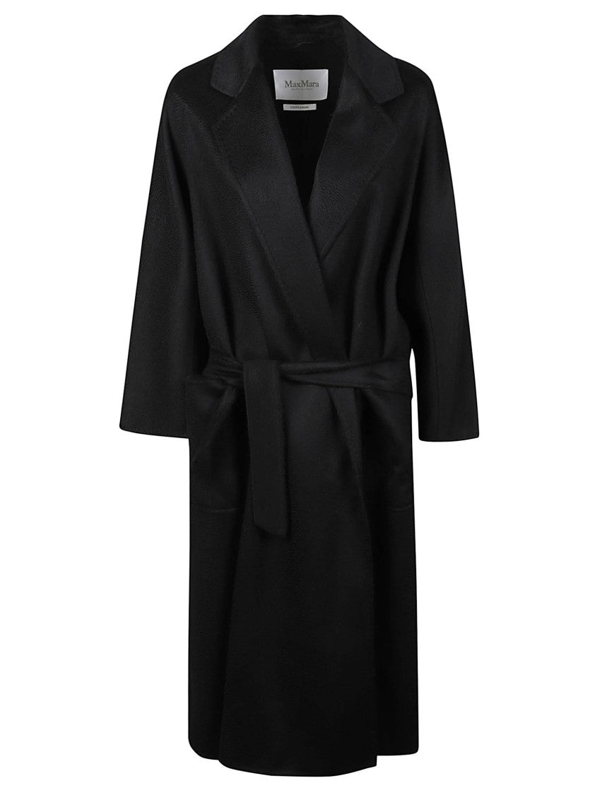 Max Mara Black Ludmilla Cashmere Wrap Coat