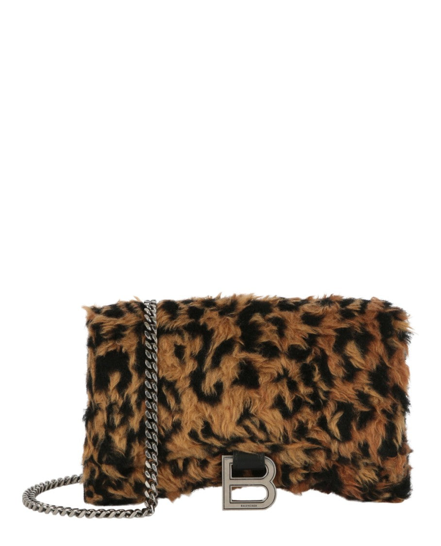 Balenciaga Leopard Print Hourglass Wallet On Chain