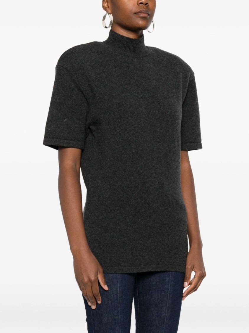 Jacquemus High Neck Dark Grey Cashmere Blend Top
