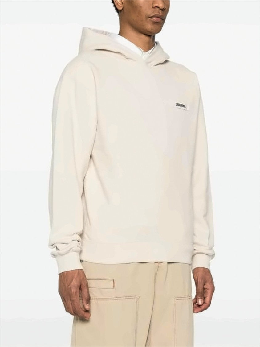 Jacquemus Light Beige Hooded Sweatshirt With Minimalist Design