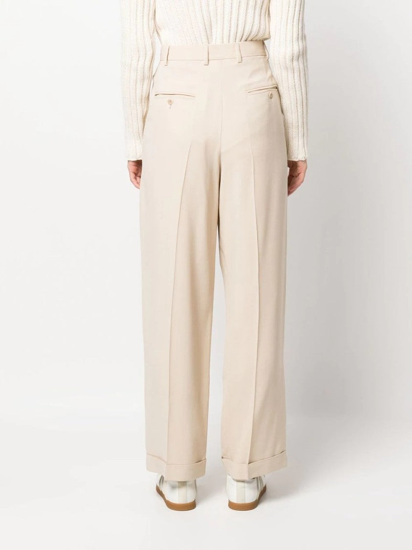 A.P.C. Wide-Leg Trousers With Pleated Front And High Waist