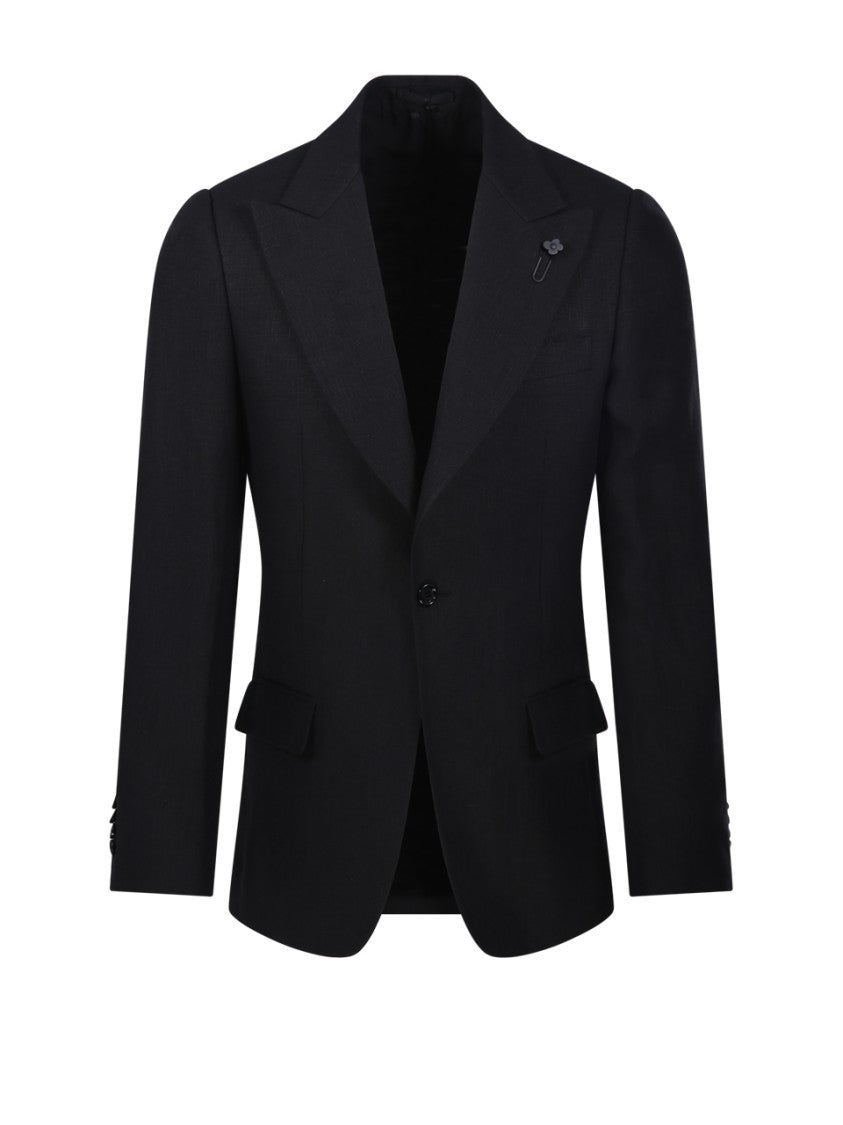 Lardini Tailored Black Linen Blazer
