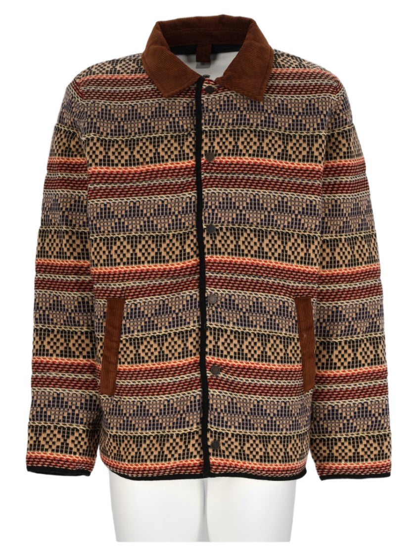 Guest In Residence Multicolor Striped Corduroy Collar Wool-Cashmere Sweater