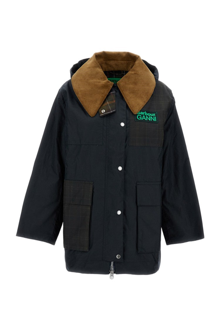 Barbour Collaborative Duffle Coat With Tartan Patchwork And Corduroy Collar