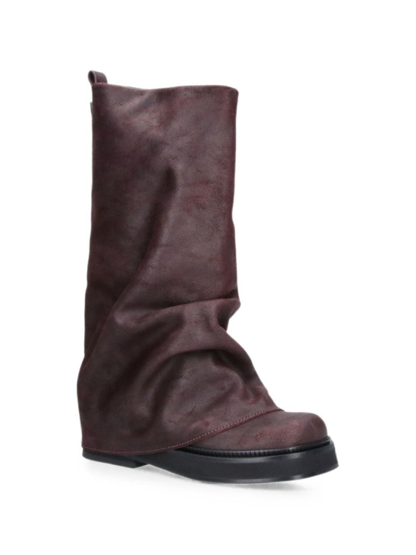 The Attico Burgundy Slouchy Calf Leather Back-Zip Boots