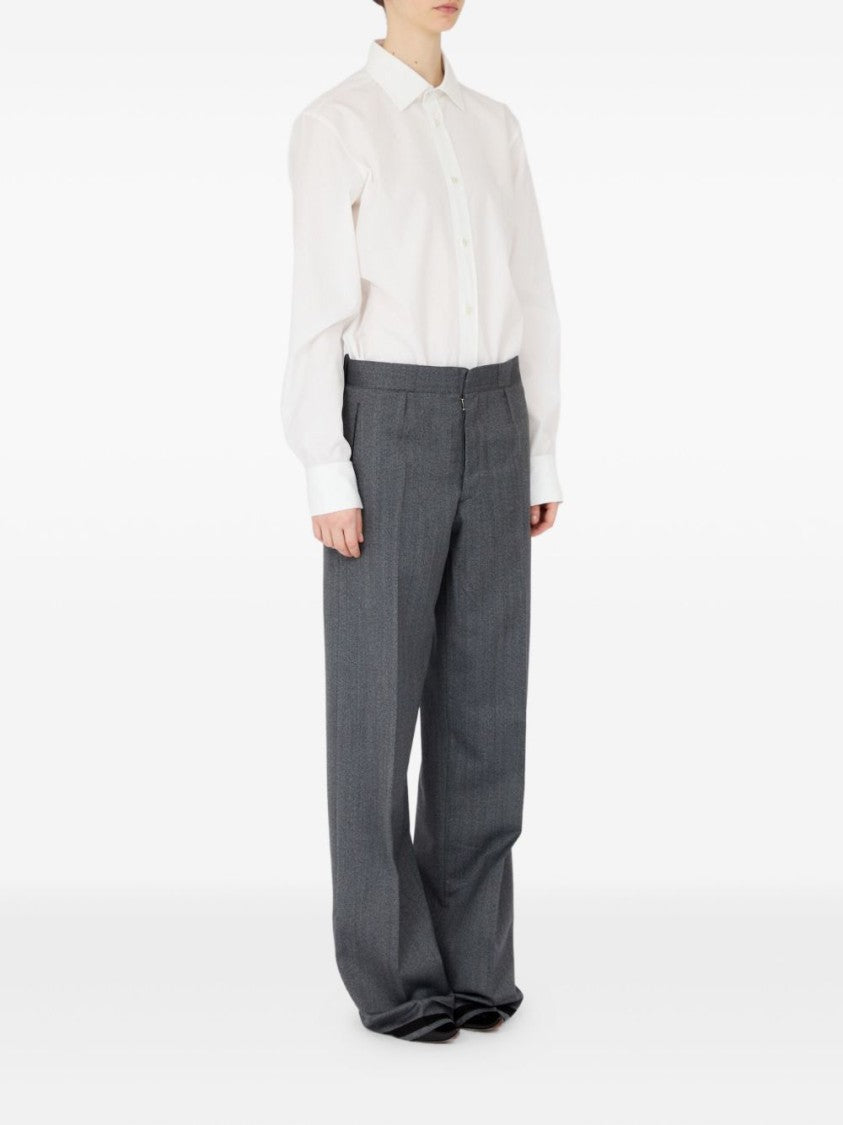 Maison Margiela Tailored Wide-Leg Gray Trousers With High Waist
