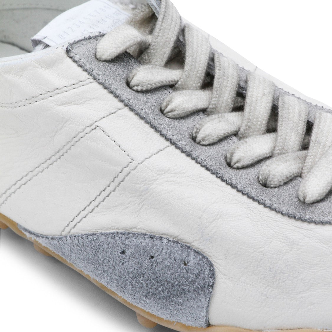 Maison Margiela Low-Top White Leather Sneakers With Central Stripe Detail
