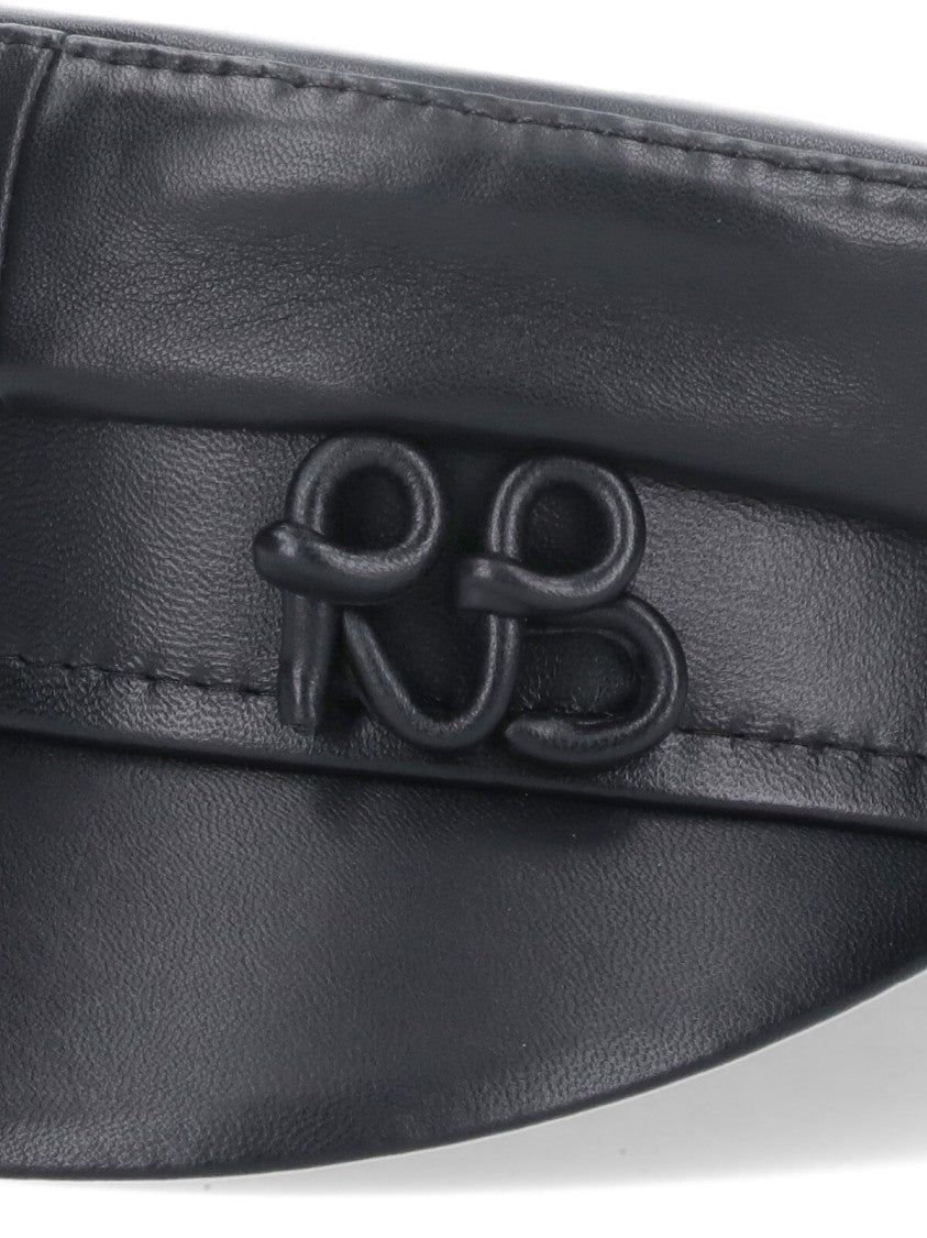 Ruslan Baginskiy Baker Boy Leather Hat Black