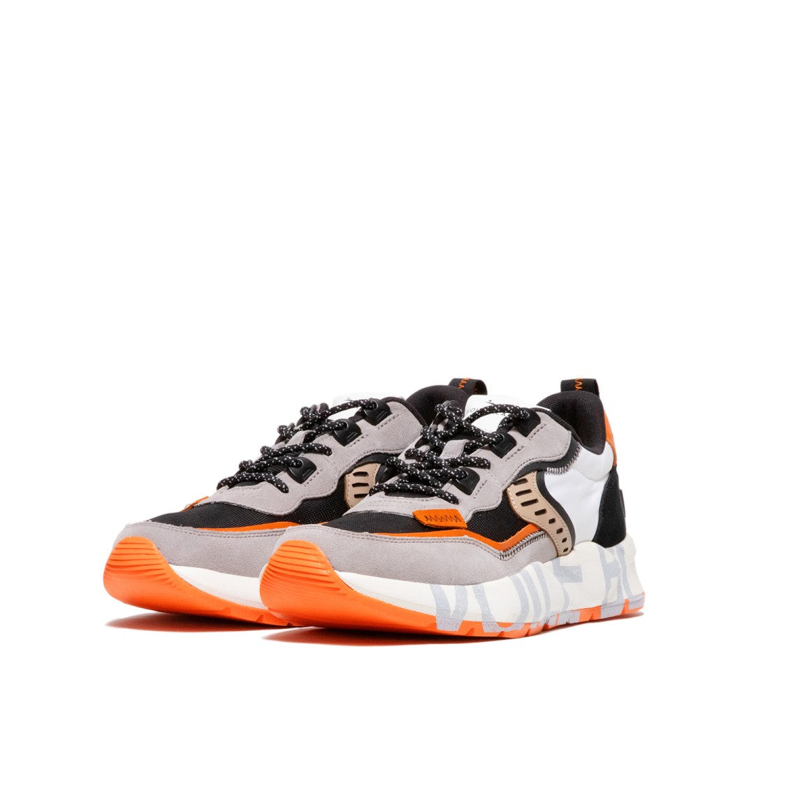 Voile Blanche Club Sneakers In Black Technical Fabric And Gray Suede