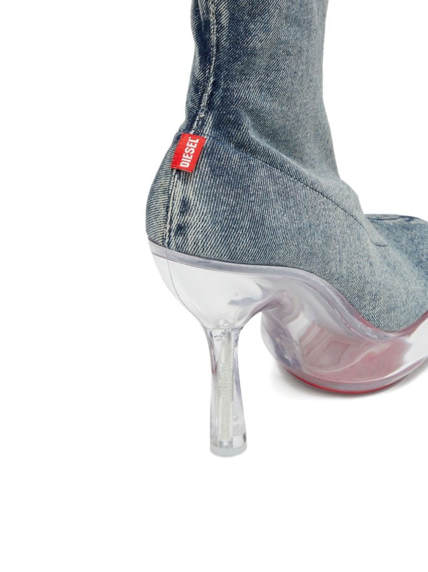 Diesel Ankle Boots In Blue Denim