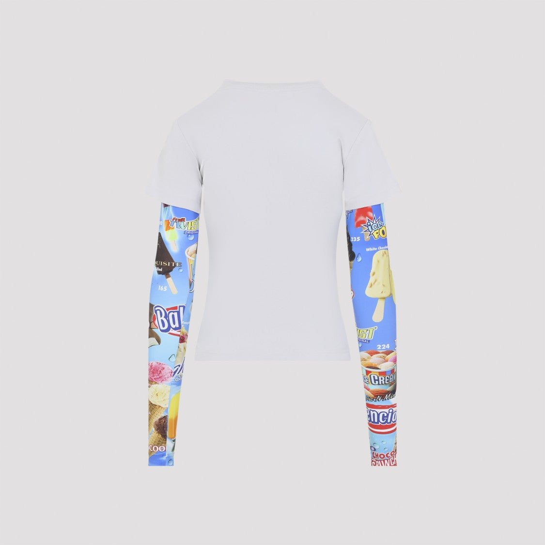 Balenciaga Fitted White Top With Graphic Sleeves