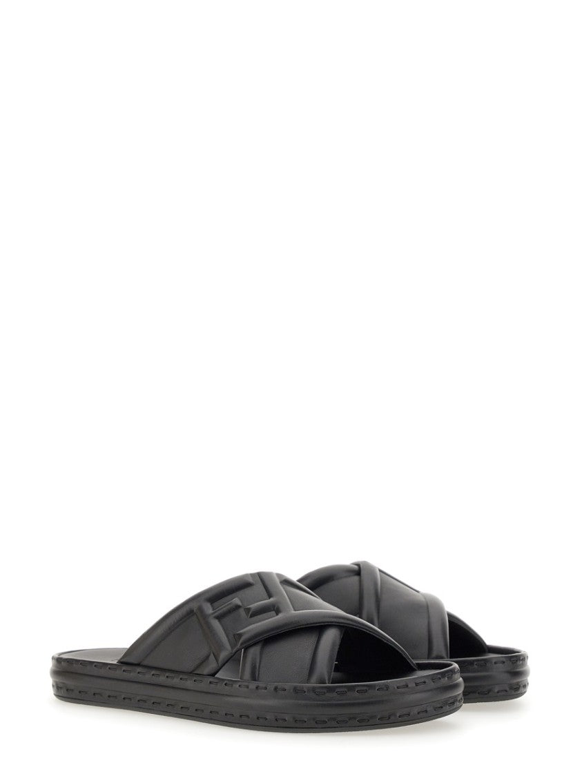 Fendi Black Leather Sandal