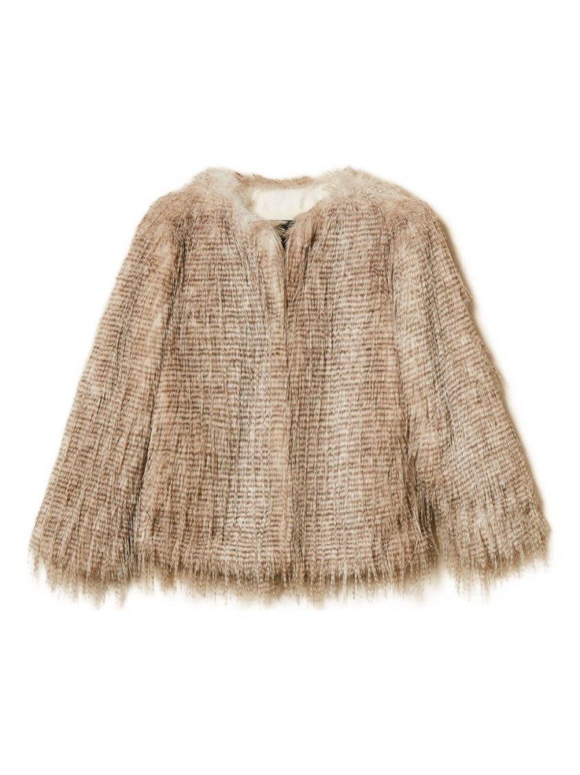 Twin-Set Textured Casual Jacket With Feather-Like Appearance