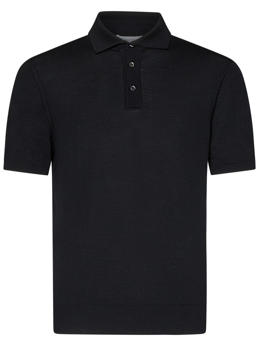 Cruciani Fine Knit Polo Shirt With Ribbed Trim
