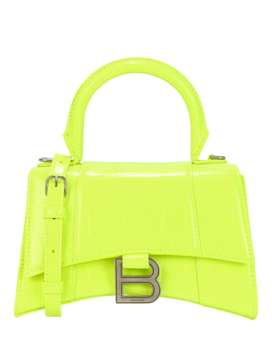 Balenciaga Croc-Embossed Hourglass Xs Top Handle Bag